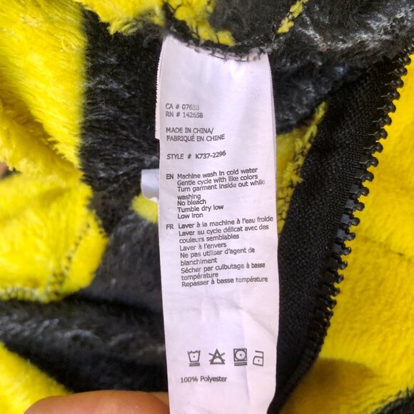 🐝 FUNTIME Bee Halloween Costume Kids Size M 10-12 yo Fleece Jumpsuit Pajamas - Picture 8 of 9